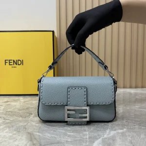 FENDI Light Blue Baguette Top Handle Bag image 1