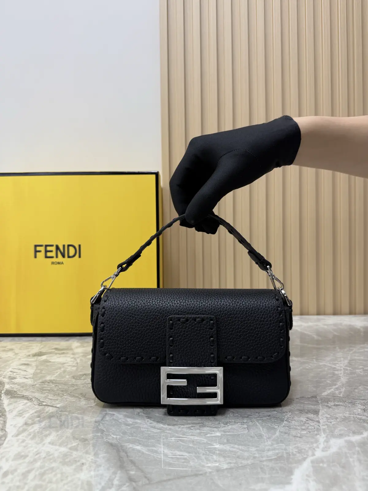 FENDI Black Baguette Top Handle Bag image 1