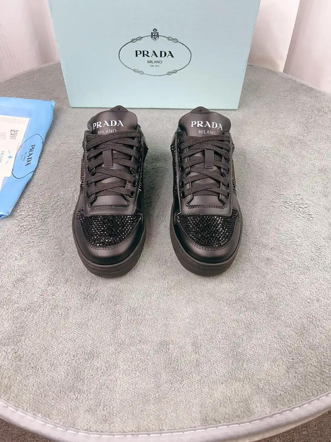 Prada Rhinestone Leather Shoes image 1