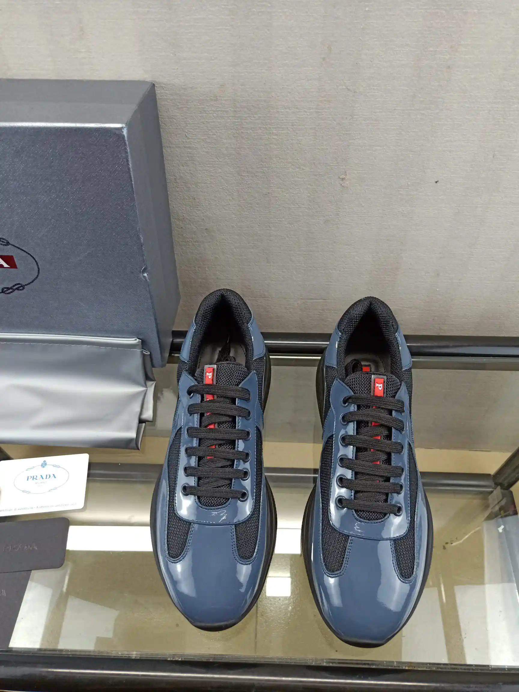 Prada Men's Patent Leather and Mesh Shoes image 1