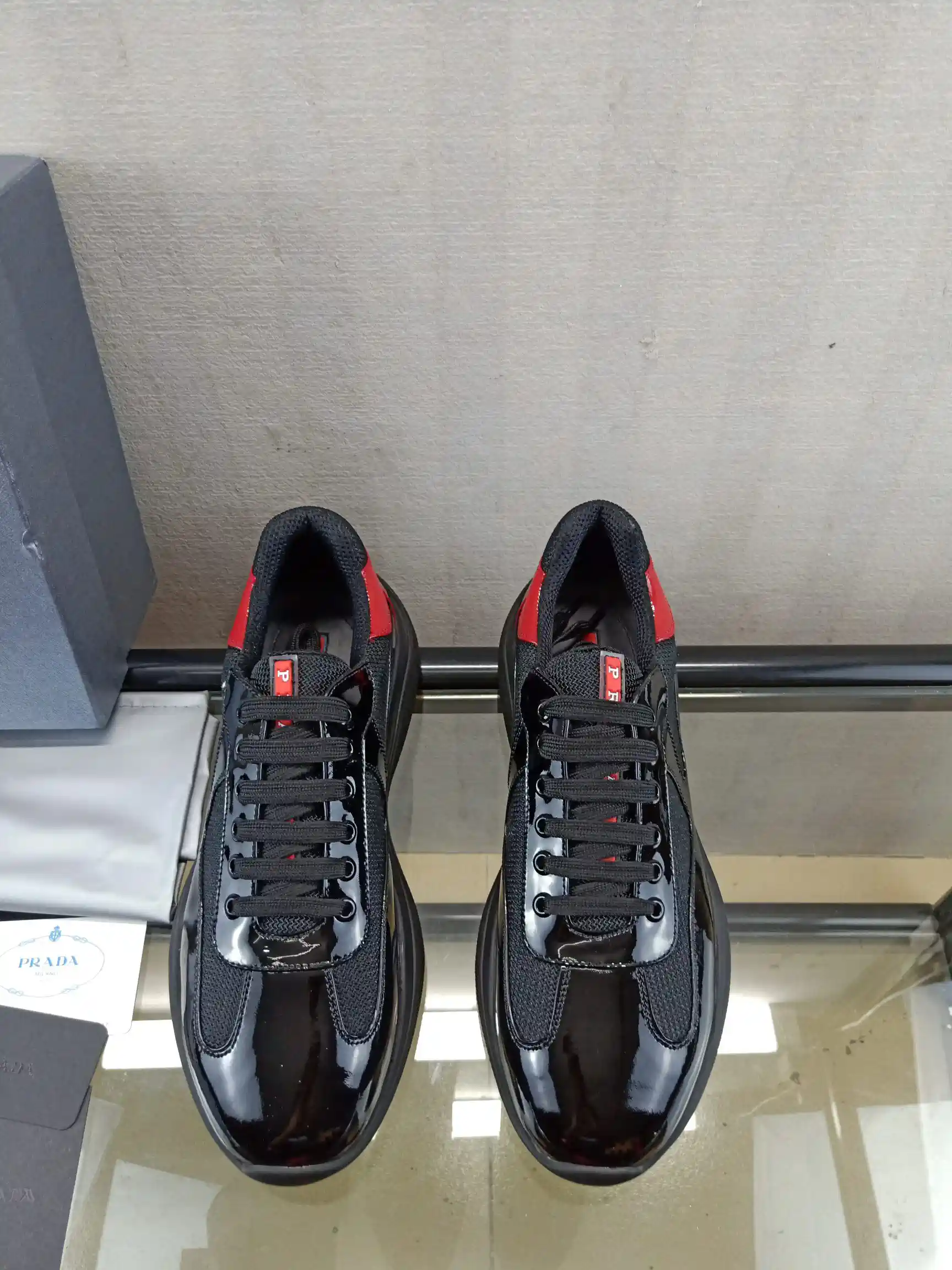 Prada Men's Patent Leather and Mesh Shoes image 1