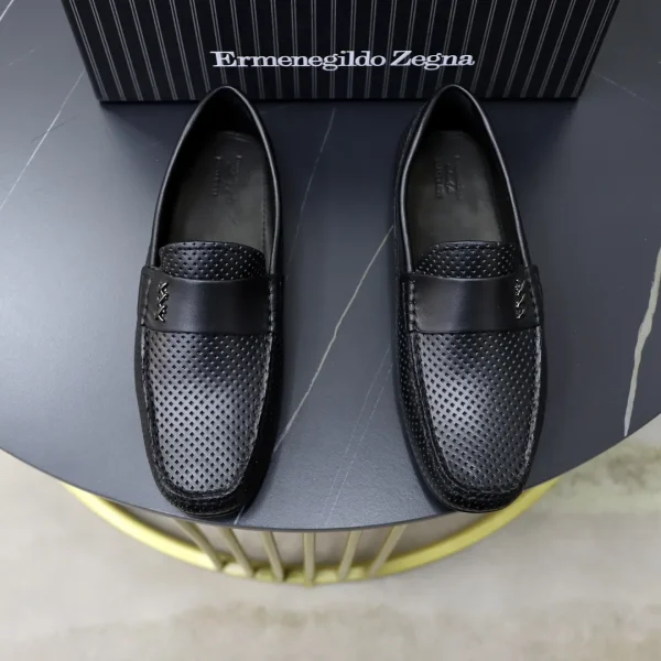 Men's Perforated Leather Slip-On Loafers image 1