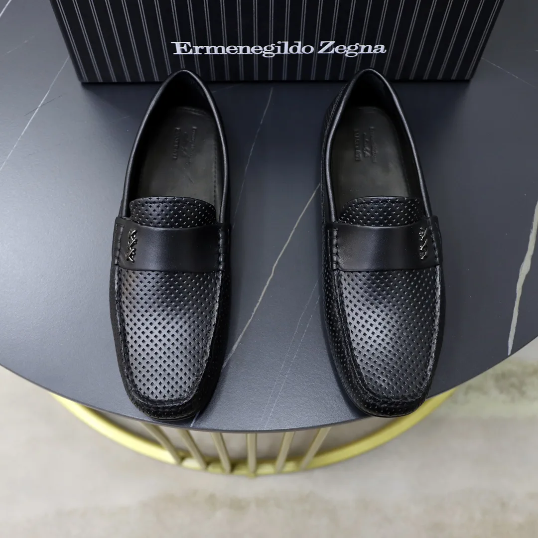 Men's Perforated Leather Slip-On Loafers image 1