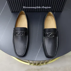 Men's Perforated Leather Slip-On Loafers image 1