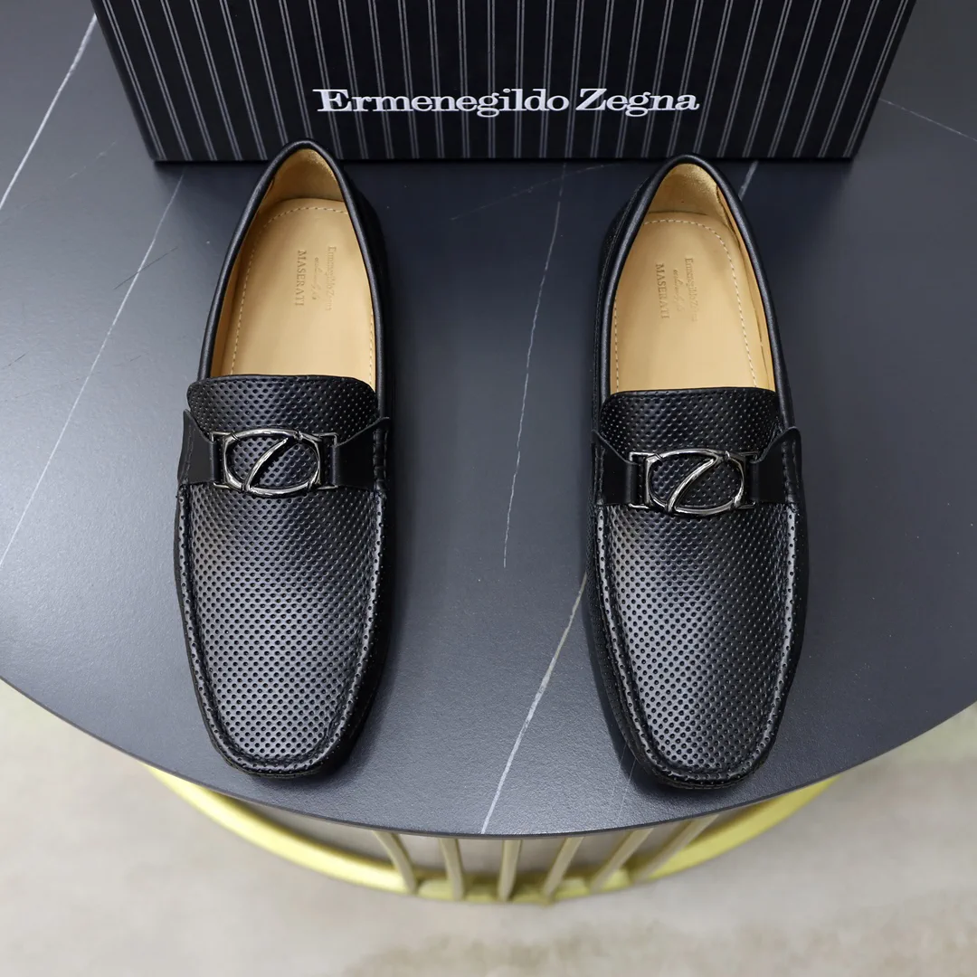 Men's Perforated Leather Slip-On Loafers image 1