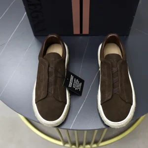 Ermenegildo Zegna Men's Brown Suede Slip-On Sneakers image 1