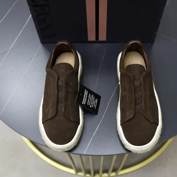 Ermenegildo Zegna Men's Brown Suede Slip-On Sneakers image 1