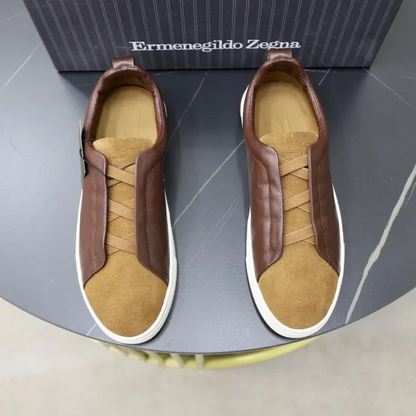 Men's Brown Leather Slip-On Sneakers image 1