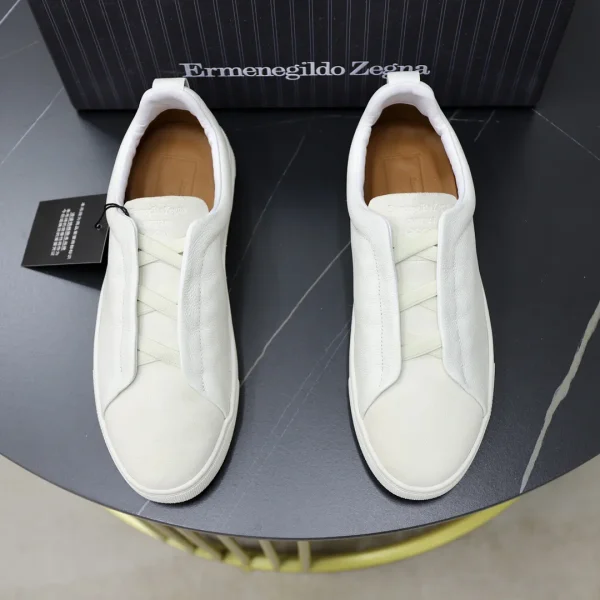 Ermenegildo Zegna Men's White Leather Slip-On Sneakers image 1