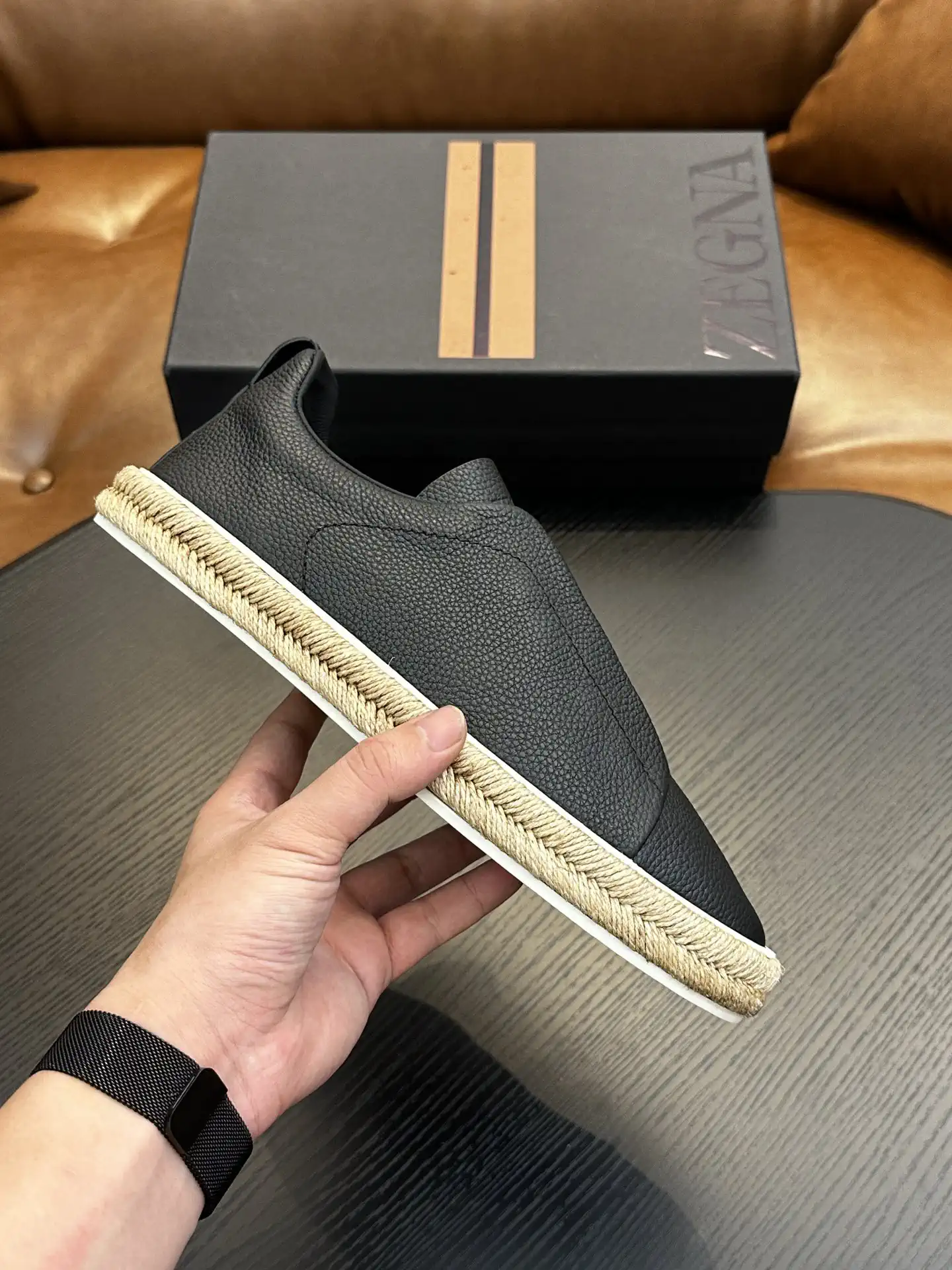 Ermenegildo Zegna Triple Stitch Low Top Slip On Casual Shoes image 1