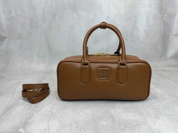 Miu Miu Cognac Leather Top Handle Bag image 1