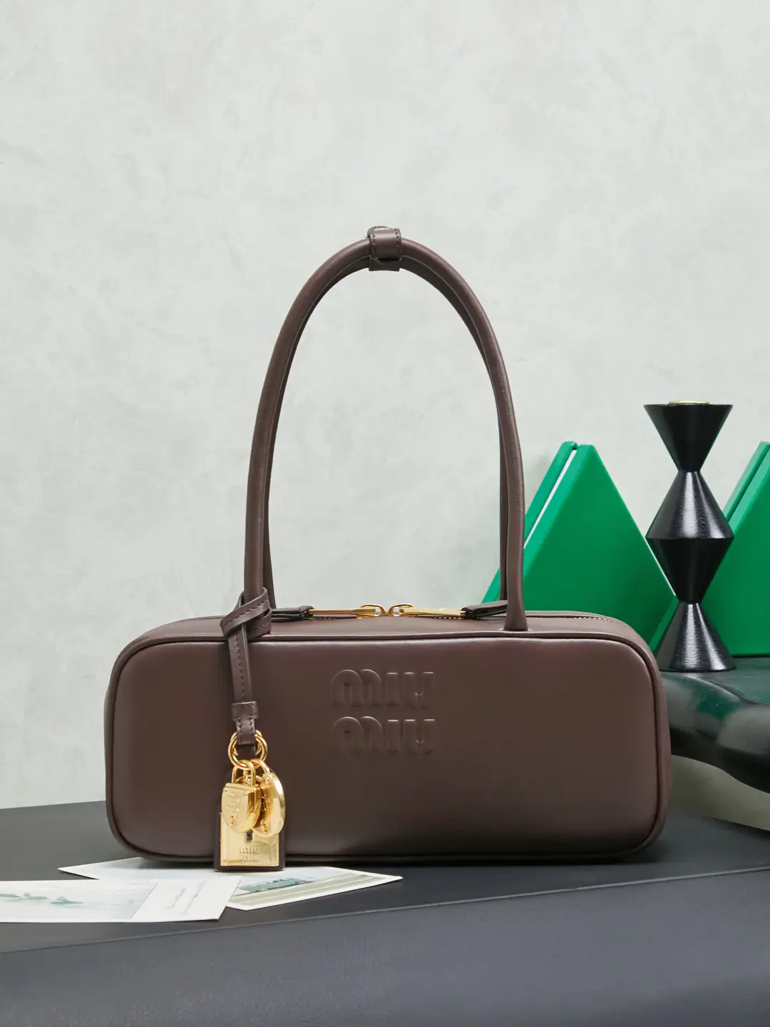 Miu Miu Brown Leather Top Handle Bag image 1