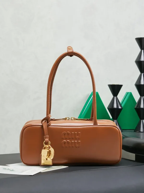 Miu Miu Brown Leather Top Handle Bag image 1