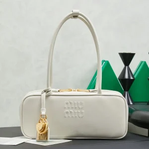 Miu Miu White Leather Shoulder Bag with Charm image 1