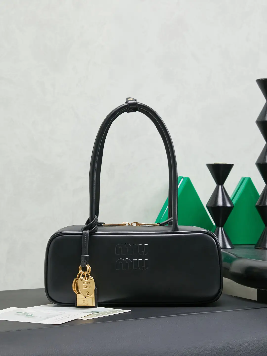 Miu Miu Black Leather Top Handle Bag image 1