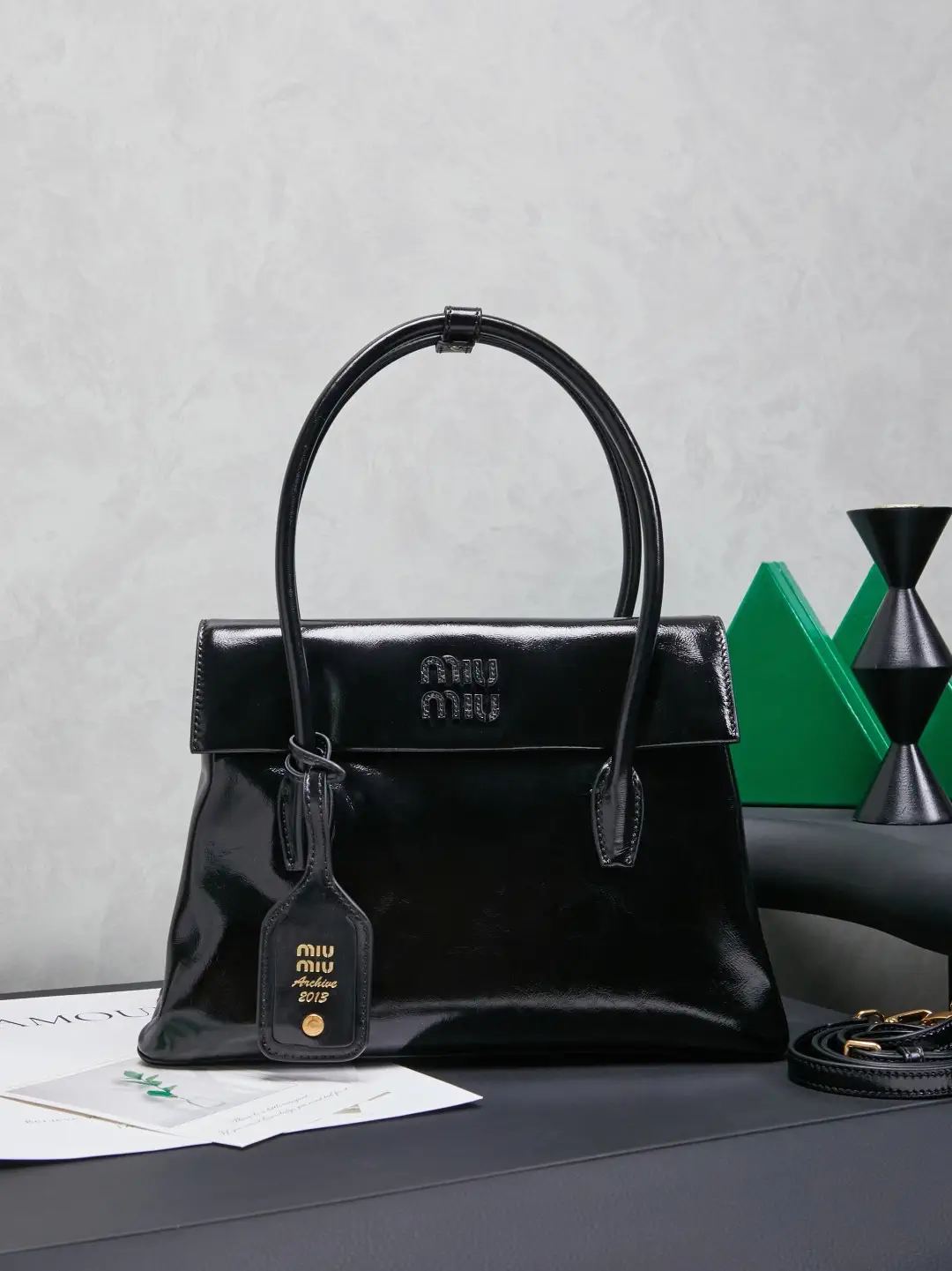 Miu Miu Black Leather Top Handle Bag image 1
