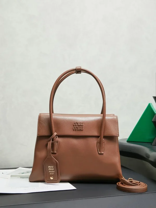 Miu Miu Brown Leather Top Handle Bag image 1