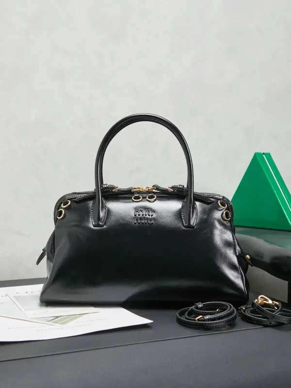 Miu Miu Black Leather Top Handle Bag image 1