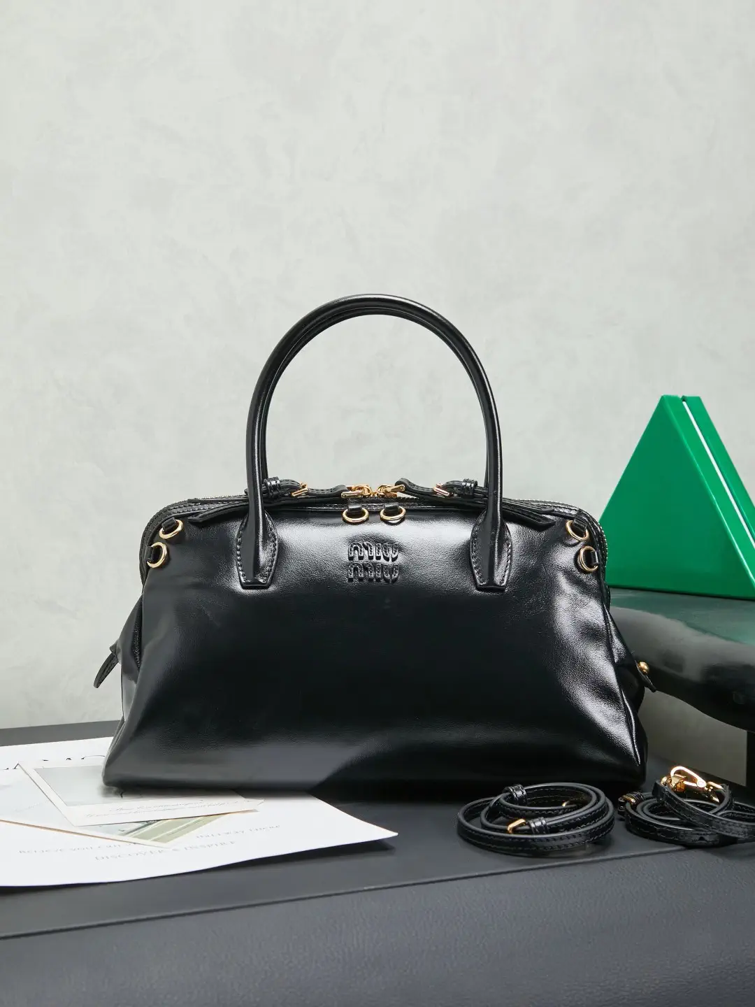 Miu Miu Black Leather Top Handle Bag image 1