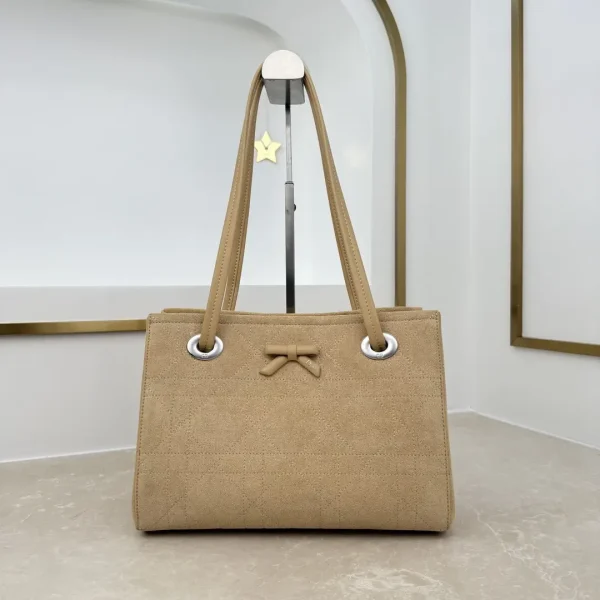 Dior Beige Bow Quilted Tote Bag image 1