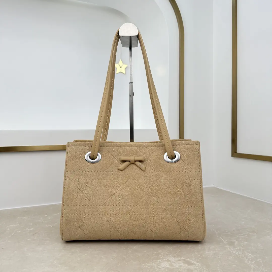 Dior Beige Bow Quilted Tote Bag image 1