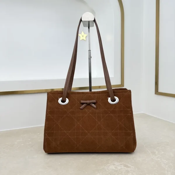 Dior Brown Quilted Bow Tote Bag image 1