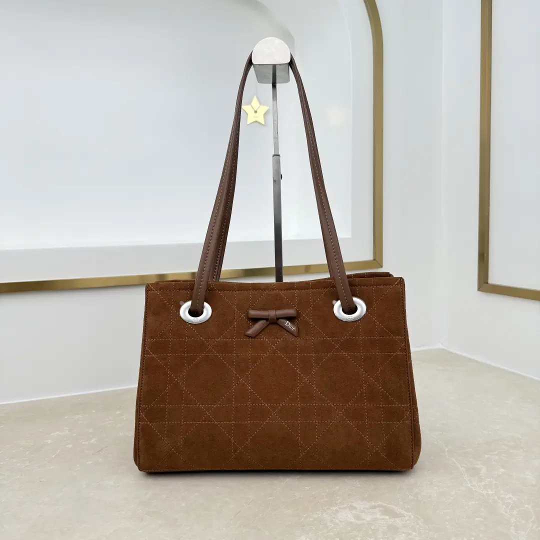 Dior Brown Quilted Bow Tote Bag image 1