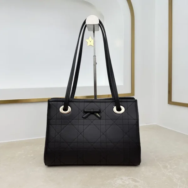 Dior Black Quilted Bow Tote Bag image 1