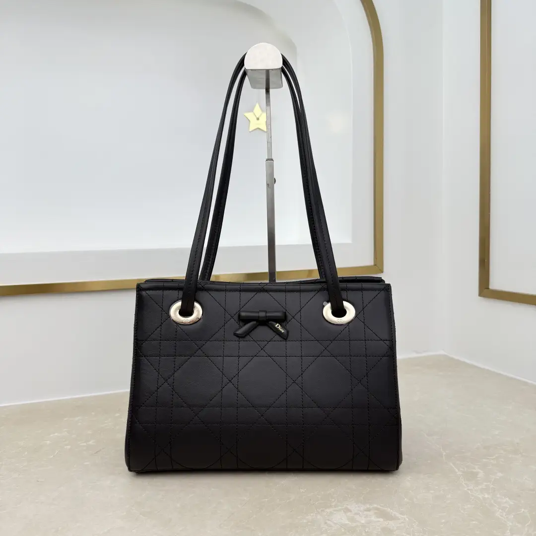 Dior Black Quilted Bow Tote Bag image 1