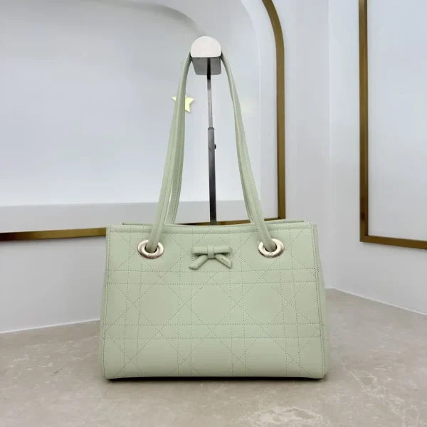 Dior Light Green Quilted Bow Tote Bag image 1