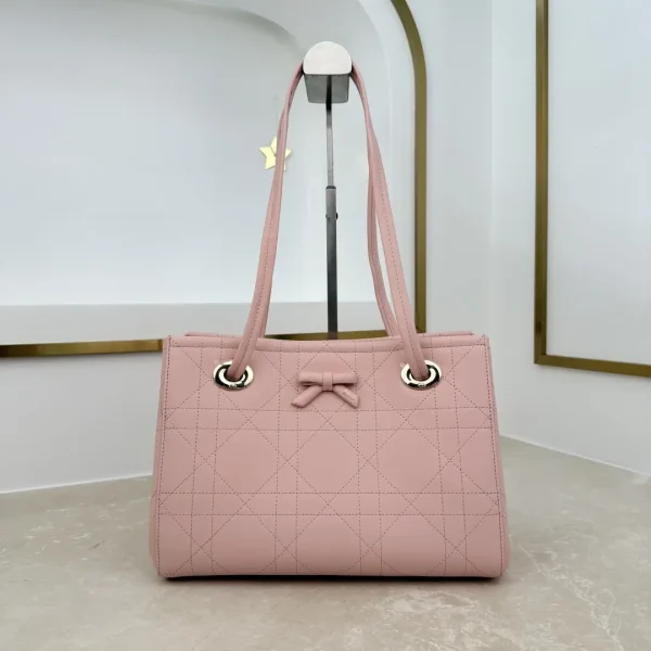 Dior Pink Bow Quilted Tote Bag image 1