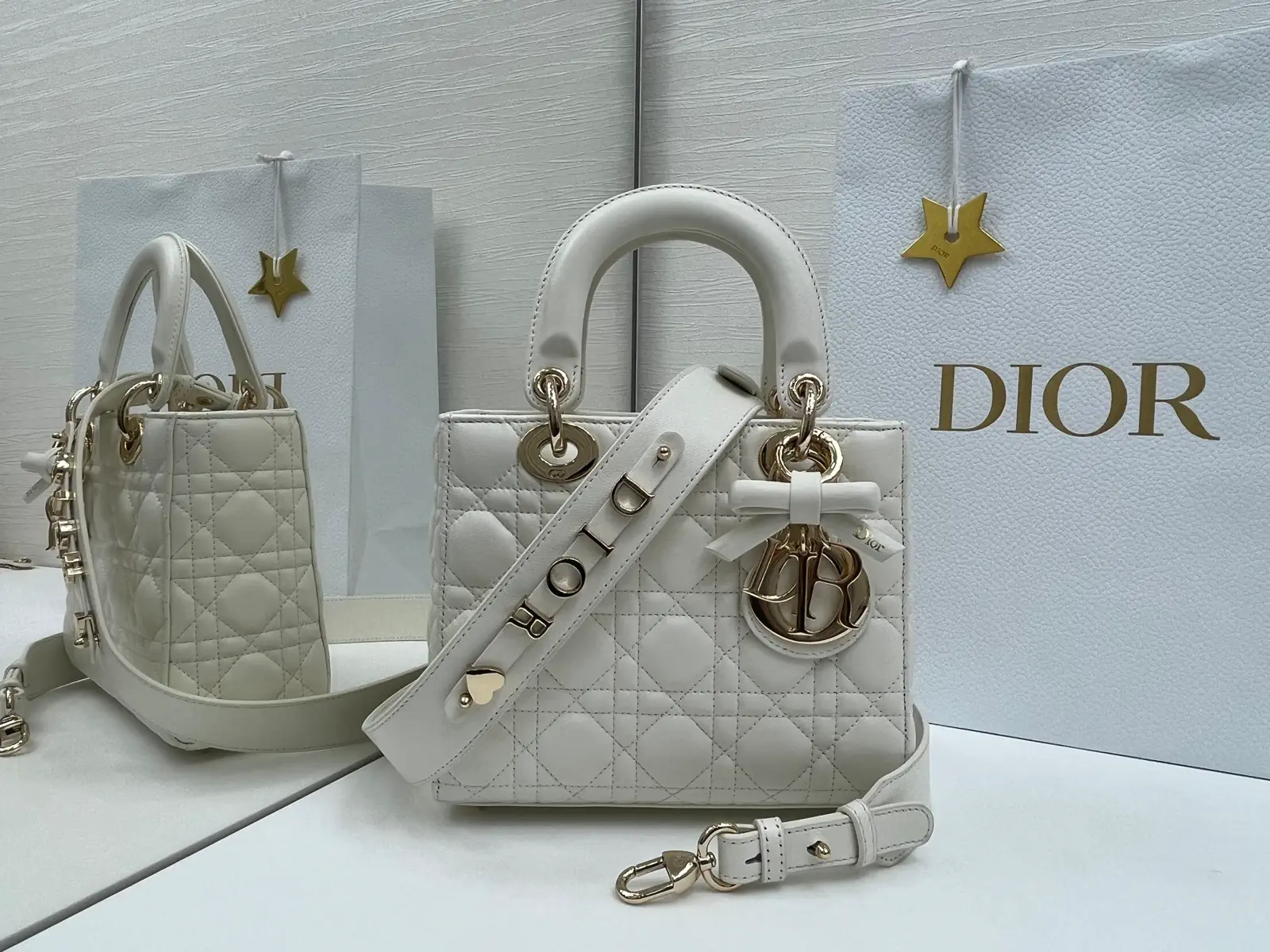 Dior Quilted Top Handle Bag with Bow Charm image 1