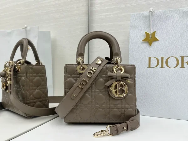 Dior Quilted Top Handle Bag with Bow Charm image 1