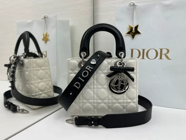 Dior Quilted Top Handle Bag with Bow Charm and Detachable Strap image 1