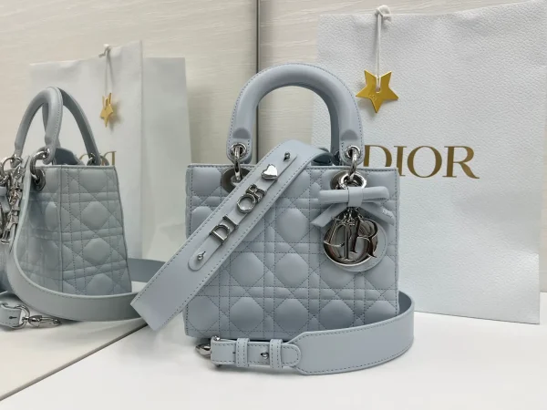 Dior Light Blue Quilted Top Handle Bag image 1