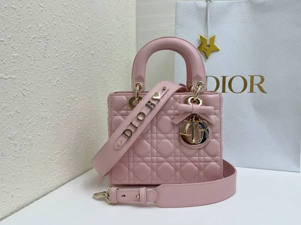 Dior Pink Quilted Top Handle Bag with Bow Charm image 1