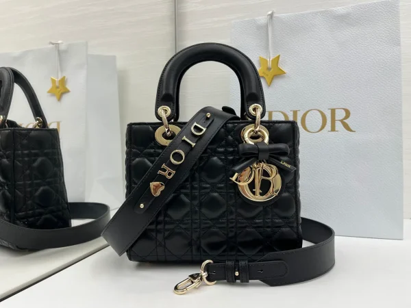 Dior Quilted Top Handle Bag with Bow Charm image 1
