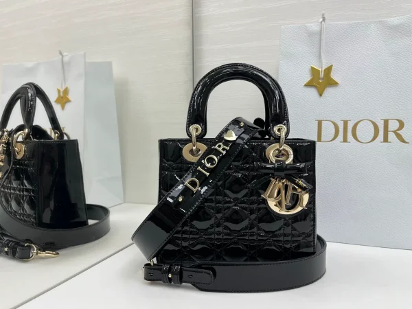 Dior Black Quilted Patent Top Handle Bag image 1