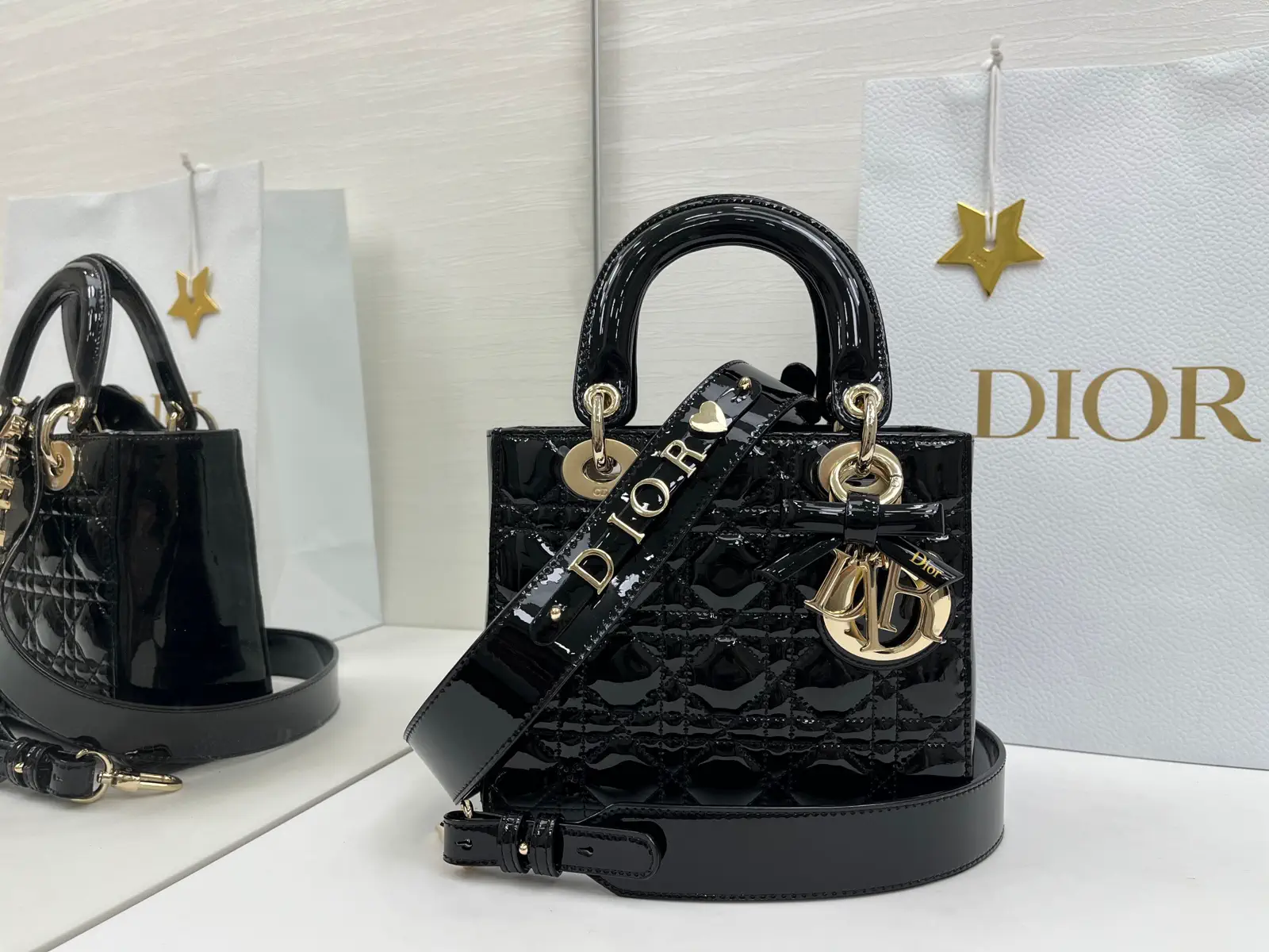 Dior Black Quilted Patent Top Handle Bag image 1