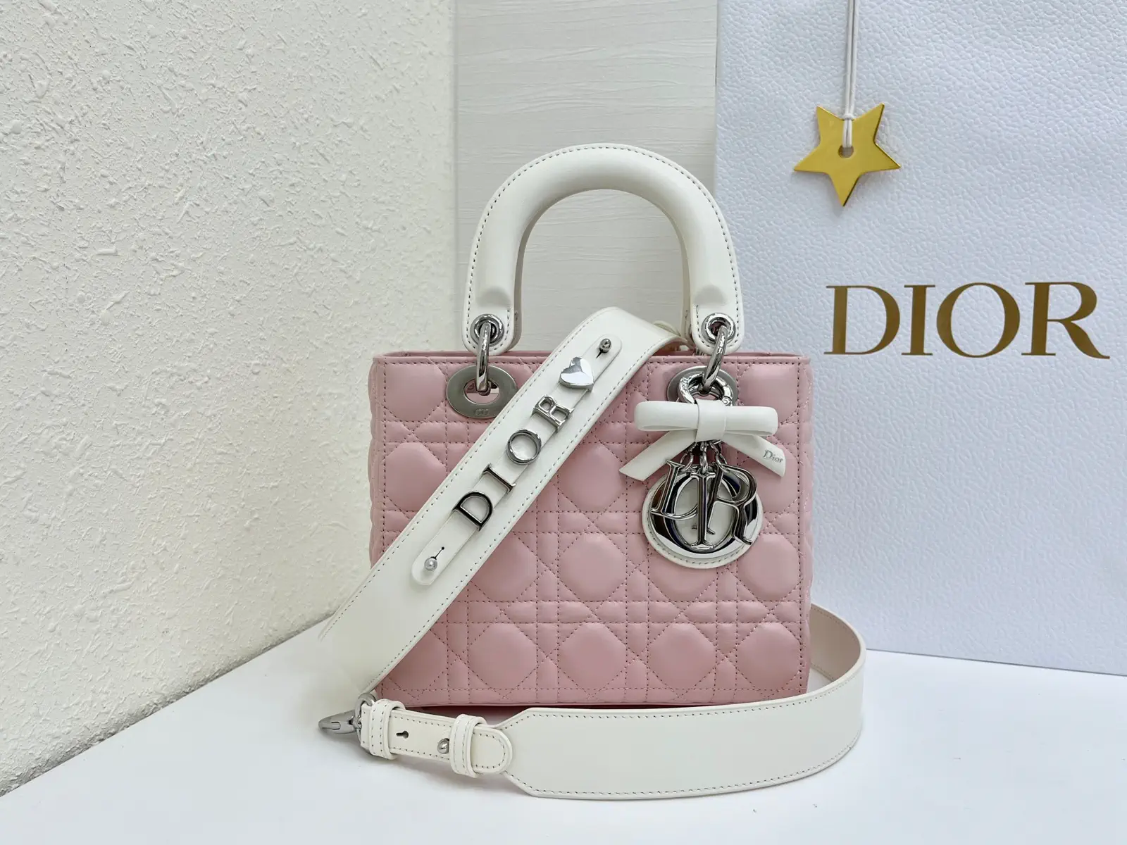 Dior Quilted Top Handle Bag with Bow Charm image 1