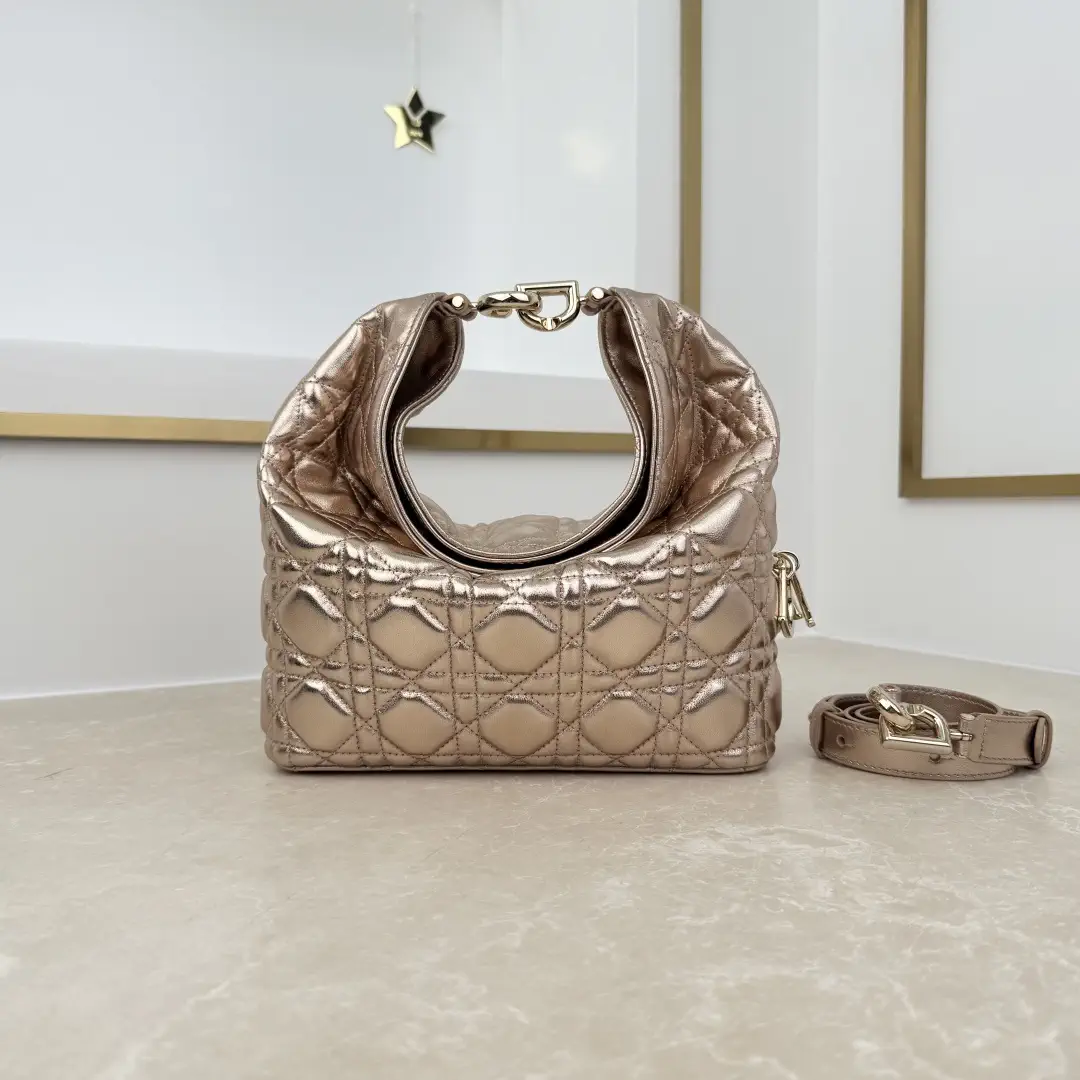 Dior Champagne Gold Quilted Hobo Bag image 1