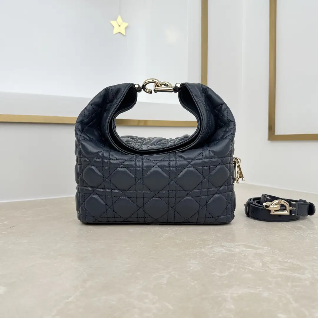 Dior Navy Blue Quilted Hobo Bag image 1
