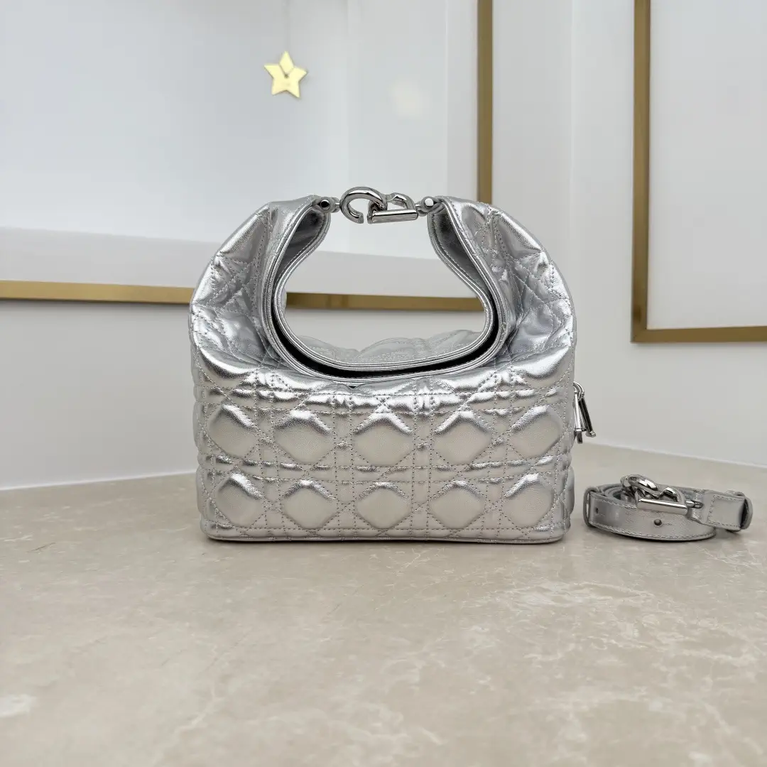 Dior Silver Quilted Toujours Hobo Top Handle Bag image 1