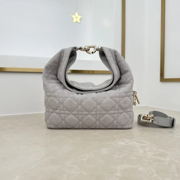 Dior Light Gray Quilted Hobo Bag image 1