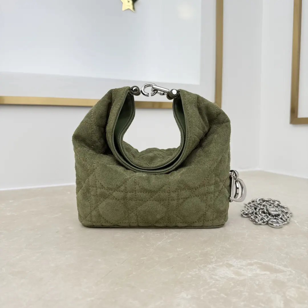 Dior Olive Green Quilted Mini Hobo Bag image 1