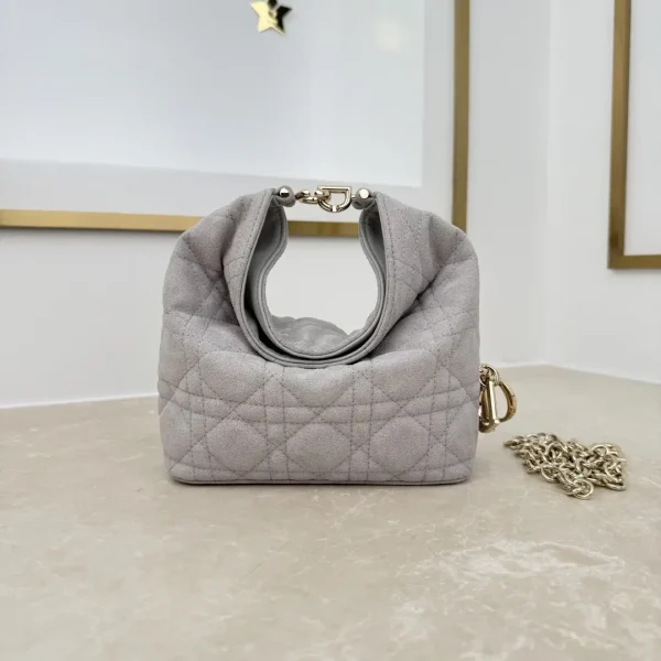 Dior Light Gray Quilted Mini Hobo Bag image 1