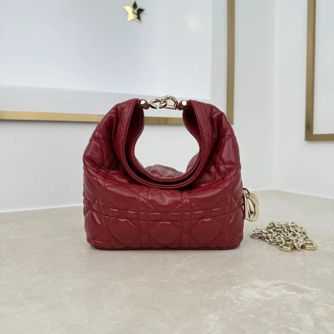 Dior Cherry Red Quilted Mini Hobo Bag image 1