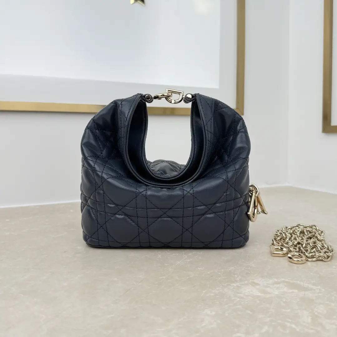 Dior Navy Quilted Mini Hobo Bag image 1