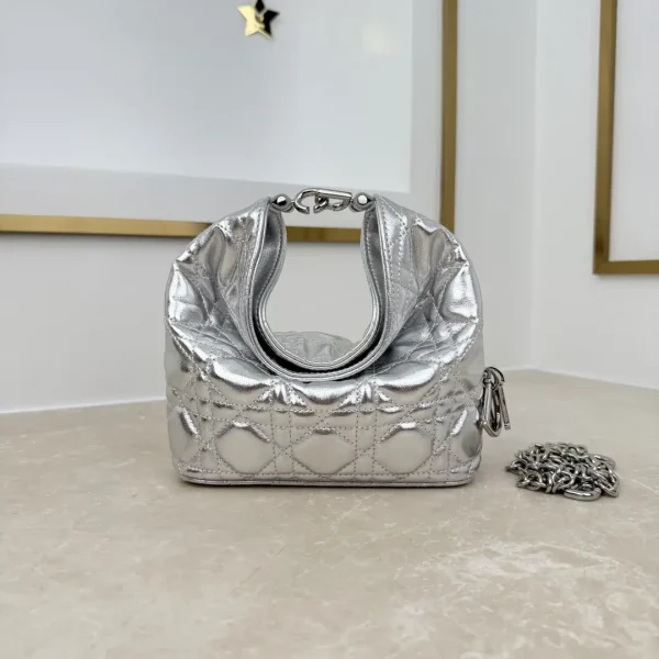 Dior Silver Quilted Mini Hobo Bag image 1