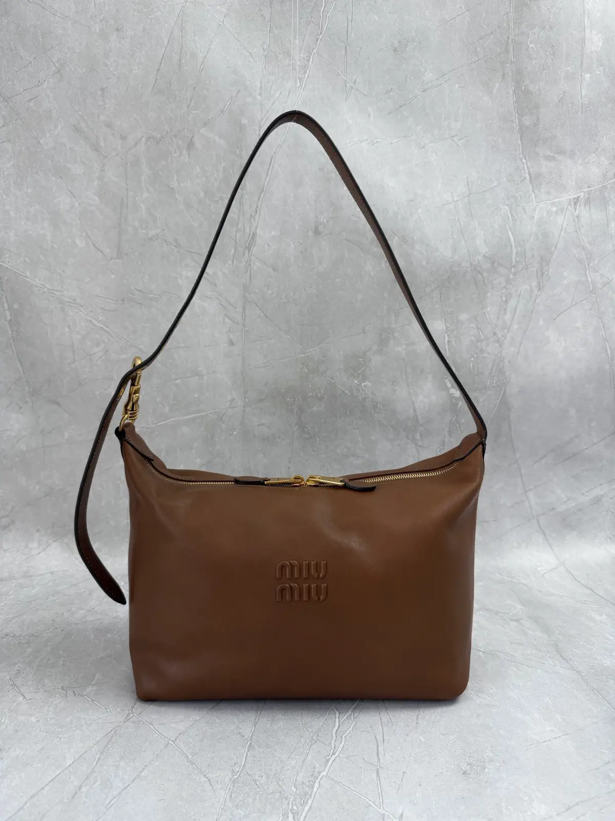Miu Miu Brown Leather Hobo Shoulder Bag image 1